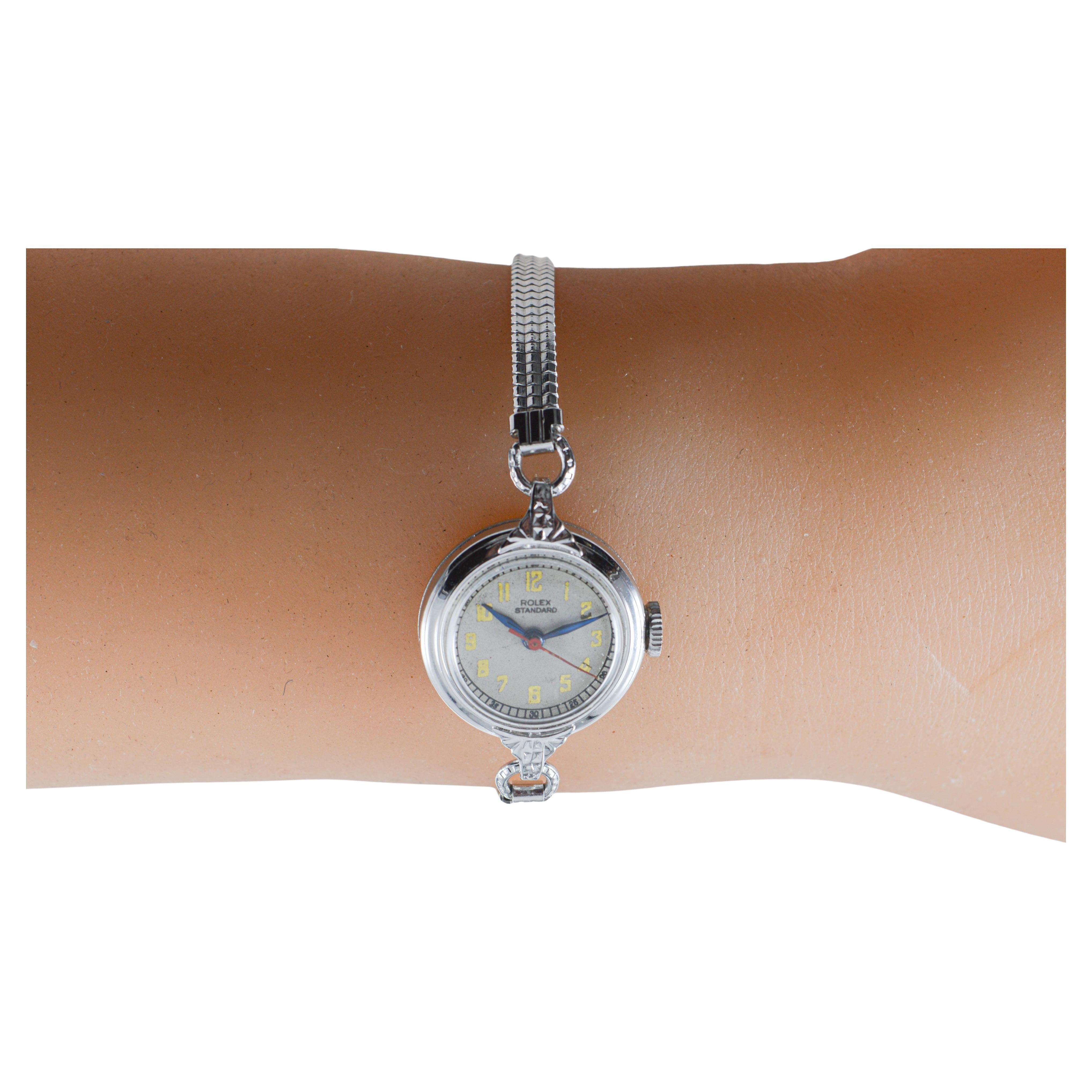 Rolex Steel Ladies Watch with Original Dial from 1940's For Sale 10