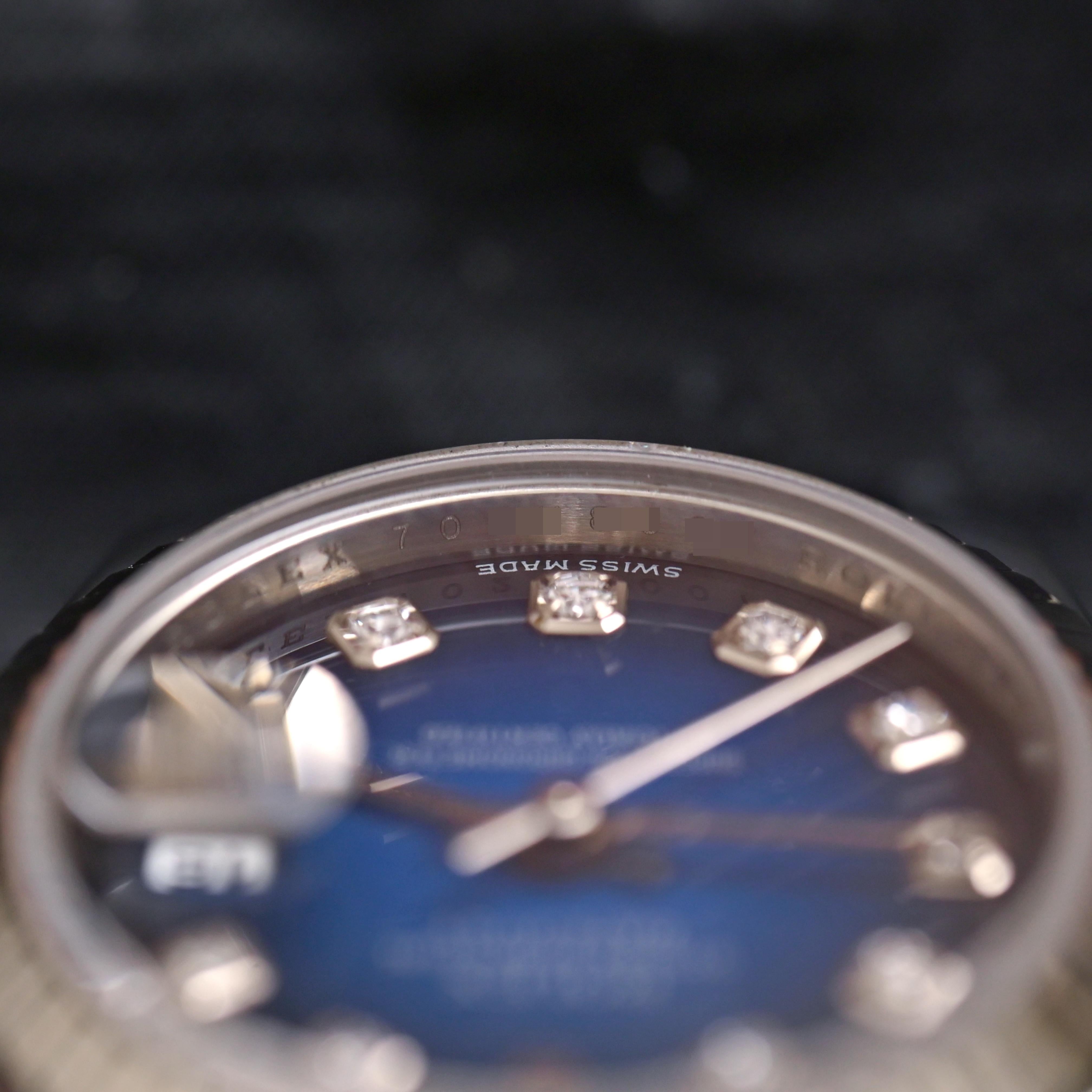 Rolex Steel Lady Datejust Ombre Blue Dial with Diamond Indexes Ref. 179174 Bon état - En vente à Central & Western District, HK