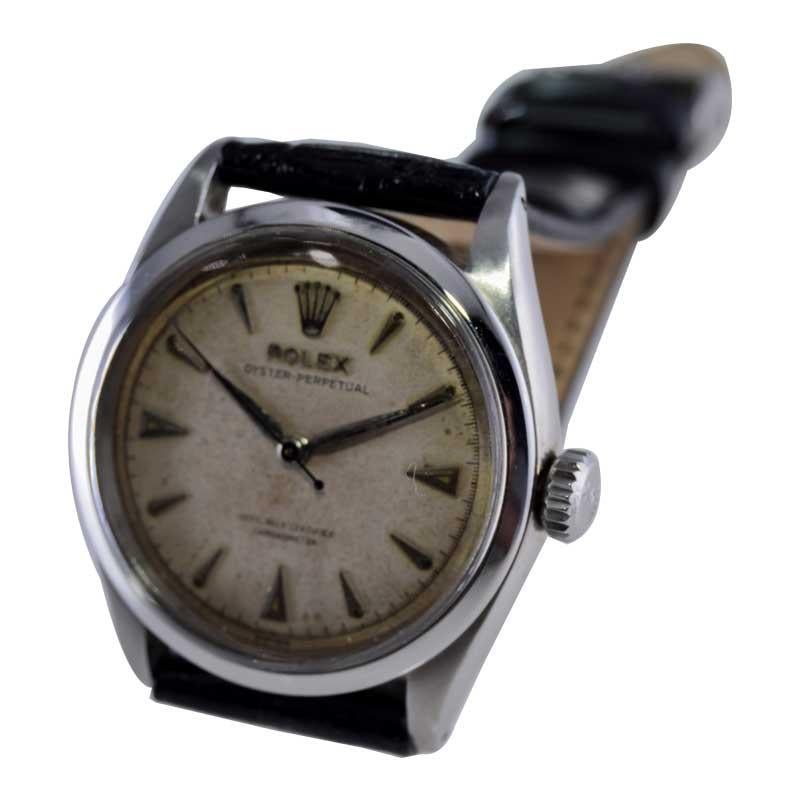 Rolex Steel Late Series Bubble Back Movement with Original Dial from 1951 For Sale 5