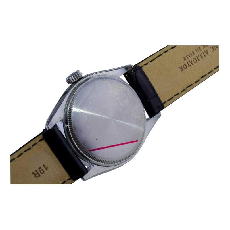 Movimiento de acero con fondo de burbuja de la serie tardía de Rolex con esfera original de 1951 en venta 11