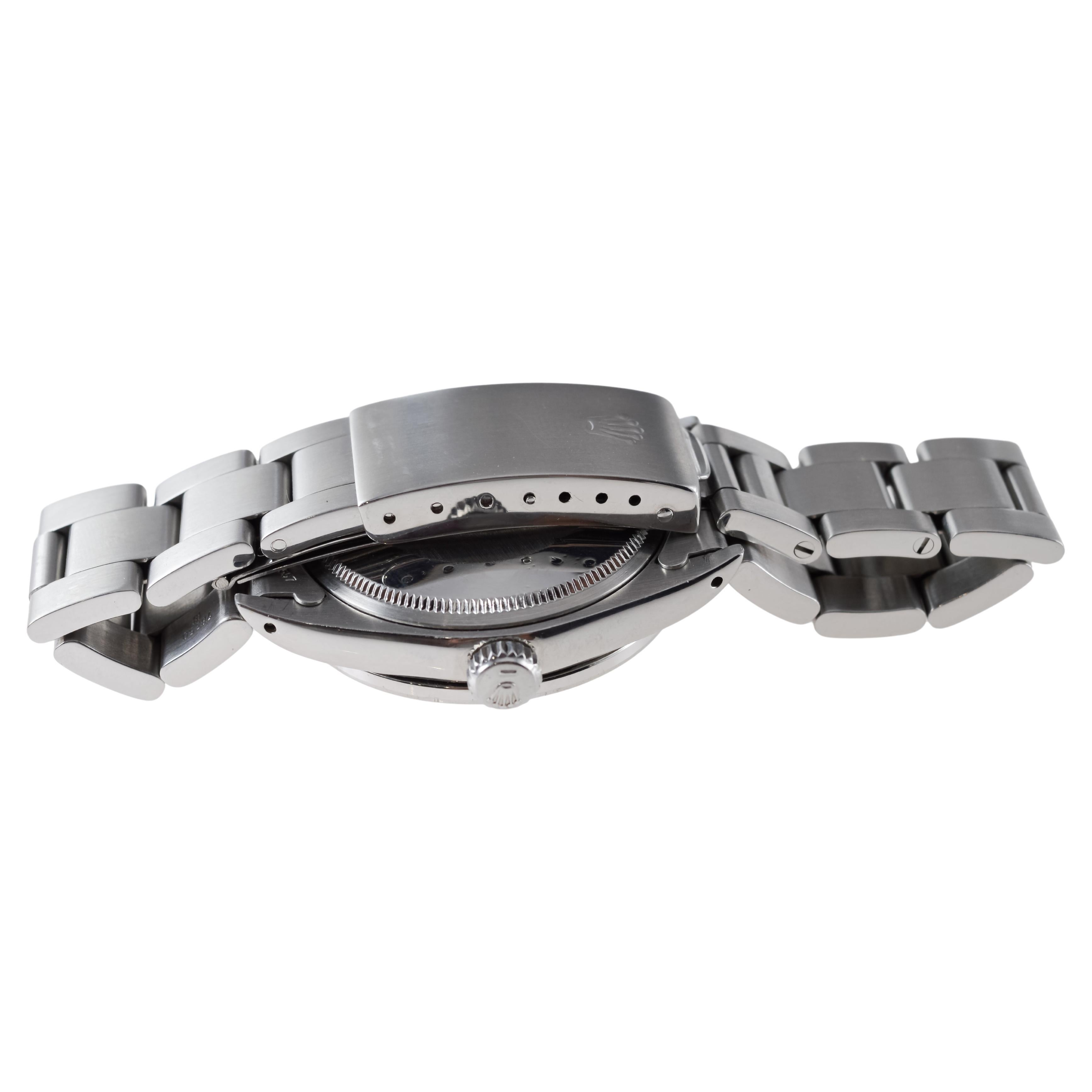 Rolex Steel O.P Date mit Custom Made M.O.P Zifferblatt und Diamantlünette um 1970 im Angebot 5