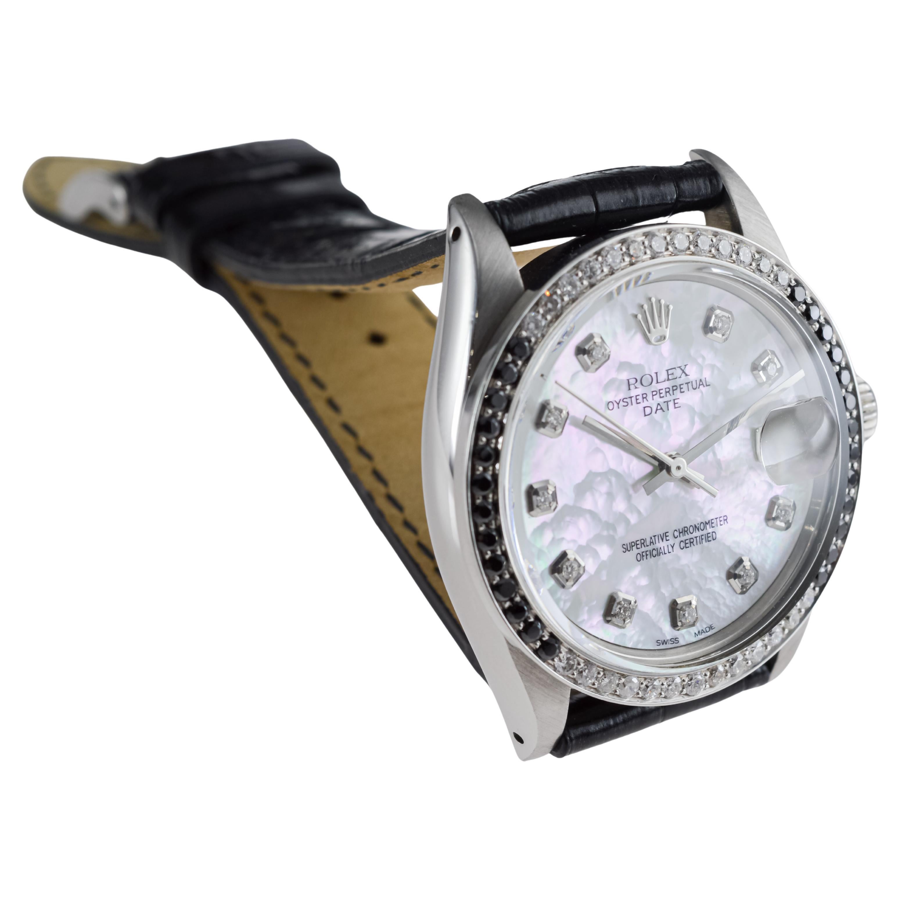 Rolex Data O.P. in acciaio con quadrante P.M.P. personalizzato e lunetta con diamanti, circa anni '70 in vendita 5
