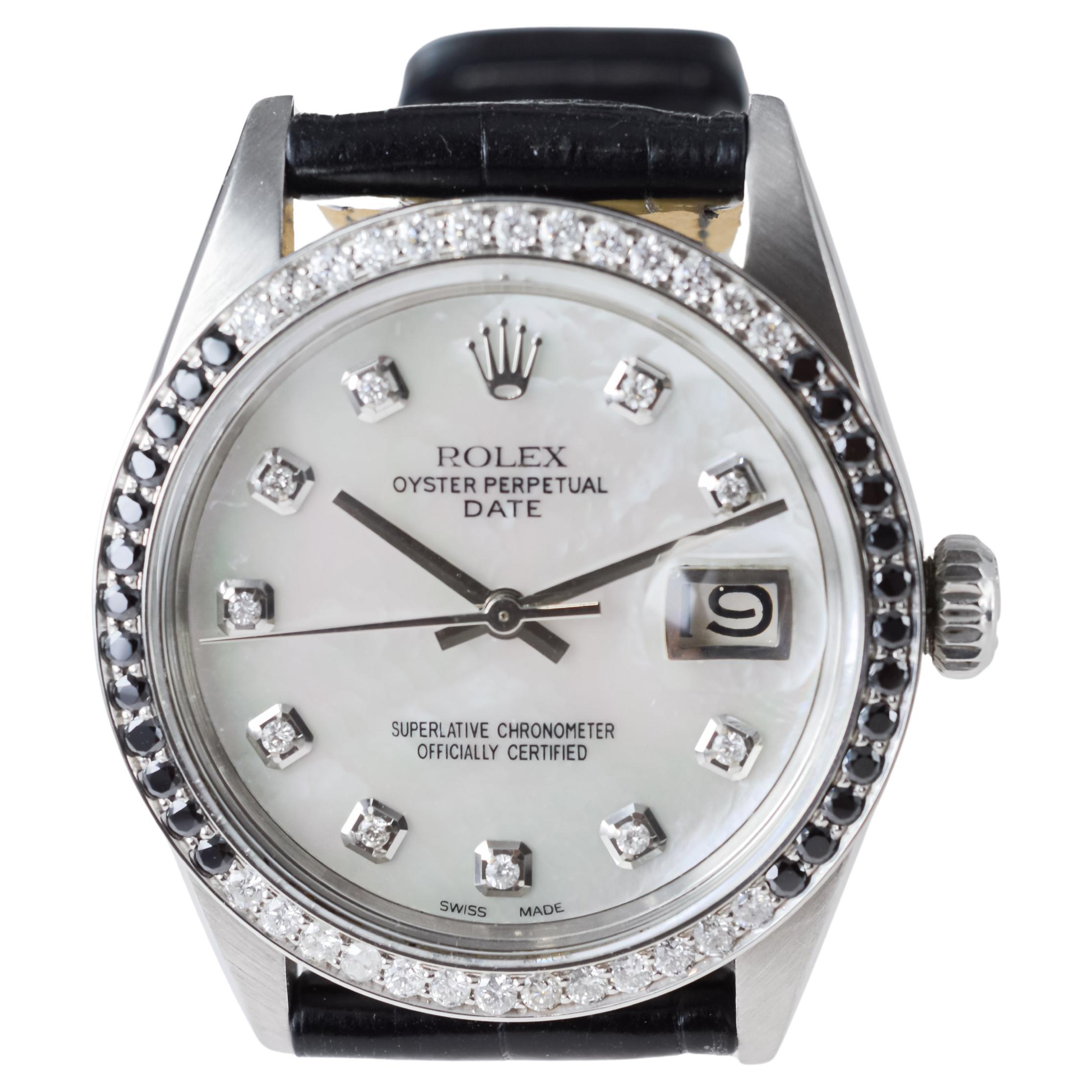 Rolex Data O.P. in acciaio con quadrante P.M.P. personalizzato e lunetta con diamanti, circa anni '70 in vendita 6