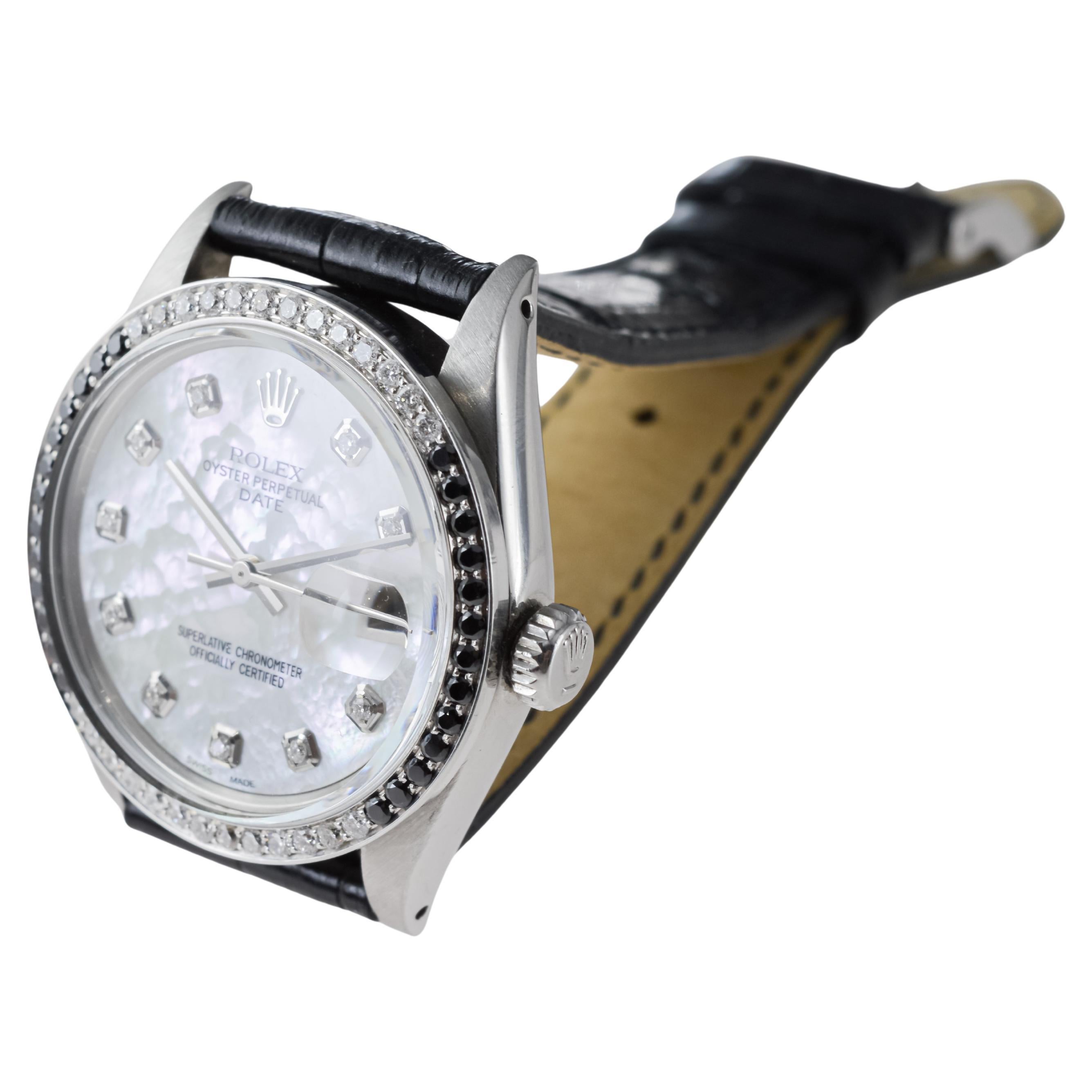 Rolex Data O.P. in acciaio con quadrante P.M.P. personalizzato e lunetta con diamanti, circa anni '70 in vendita 7