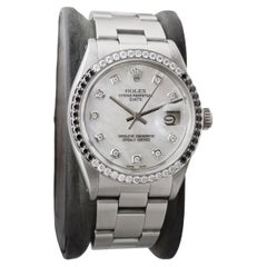 Rolex Steel O.P Date With Custom Made M.O.P Dial and Diamond Bezel circa 1970's