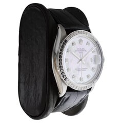 Rolex Steel O.P Date With Custom Made M.O.P Dial and Diamond Bezel circa 1970's