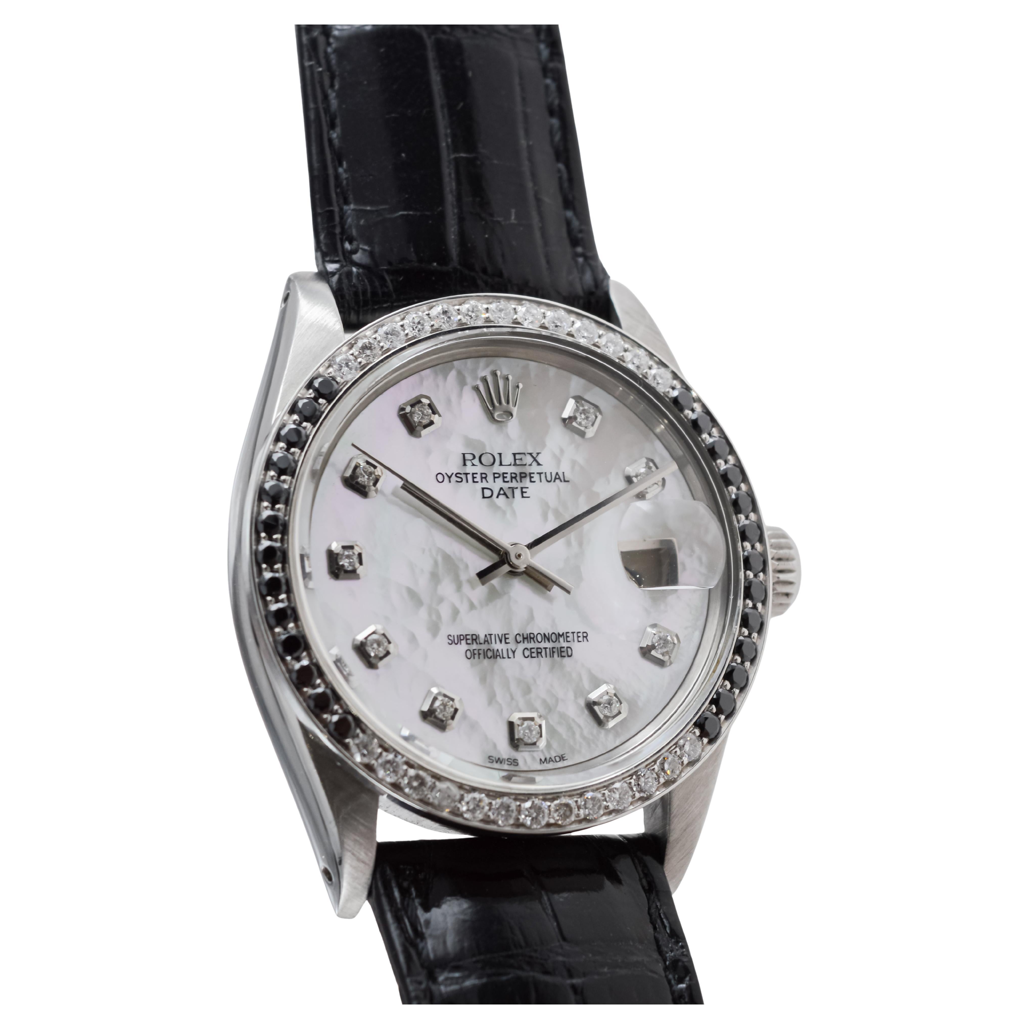 Rolex Data O.P. in acciaio con quadrante P.M.P. personalizzato e lunetta con diamanti, circa anni '70 in vendita 2