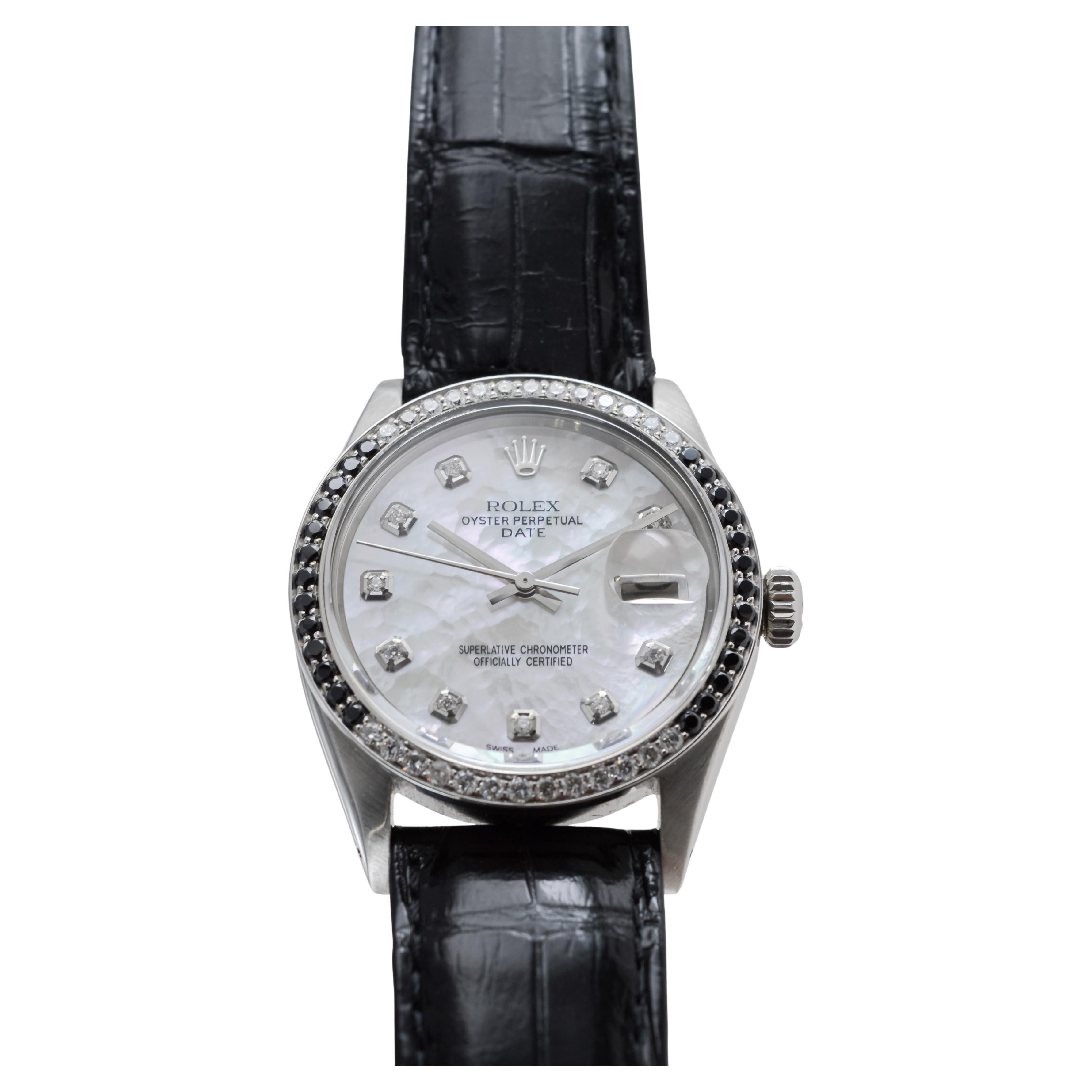 Rolex Data O.P. in acciaio con quadrante P.M.P. personalizzato e lunetta con diamanti, circa anni '70 in vendita 3