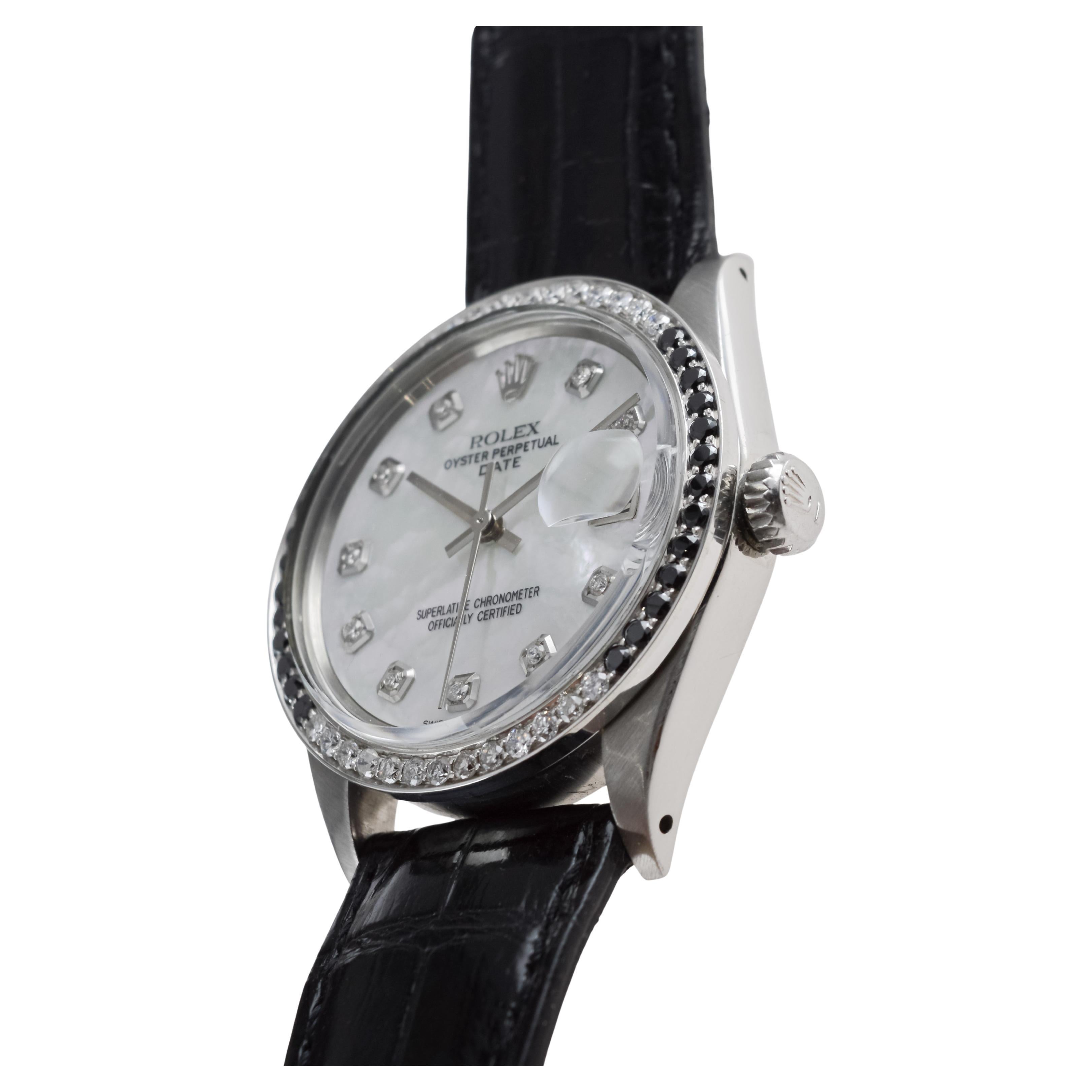 Rolex Data O.P. in acciaio con quadrante P.M.P. personalizzato e lunetta con diamanti, circa anni '70 in vendita 4