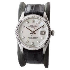 Rolex Montre O.P Date en acier avec cadran M.O.P fait sur mesure et lunette en diamants, circa 1970