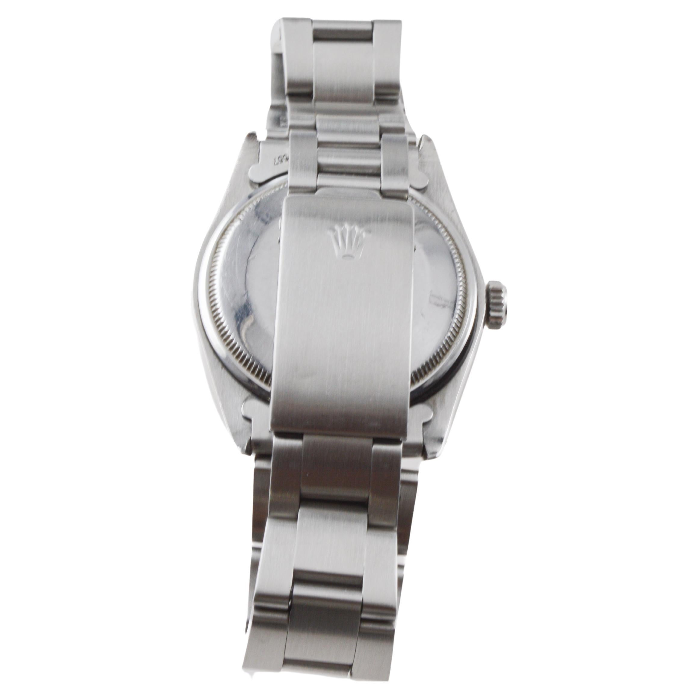Rolex Steel O.P Date with Rare White Dial and Diamond Bezel circa, 1970's For Sale 9