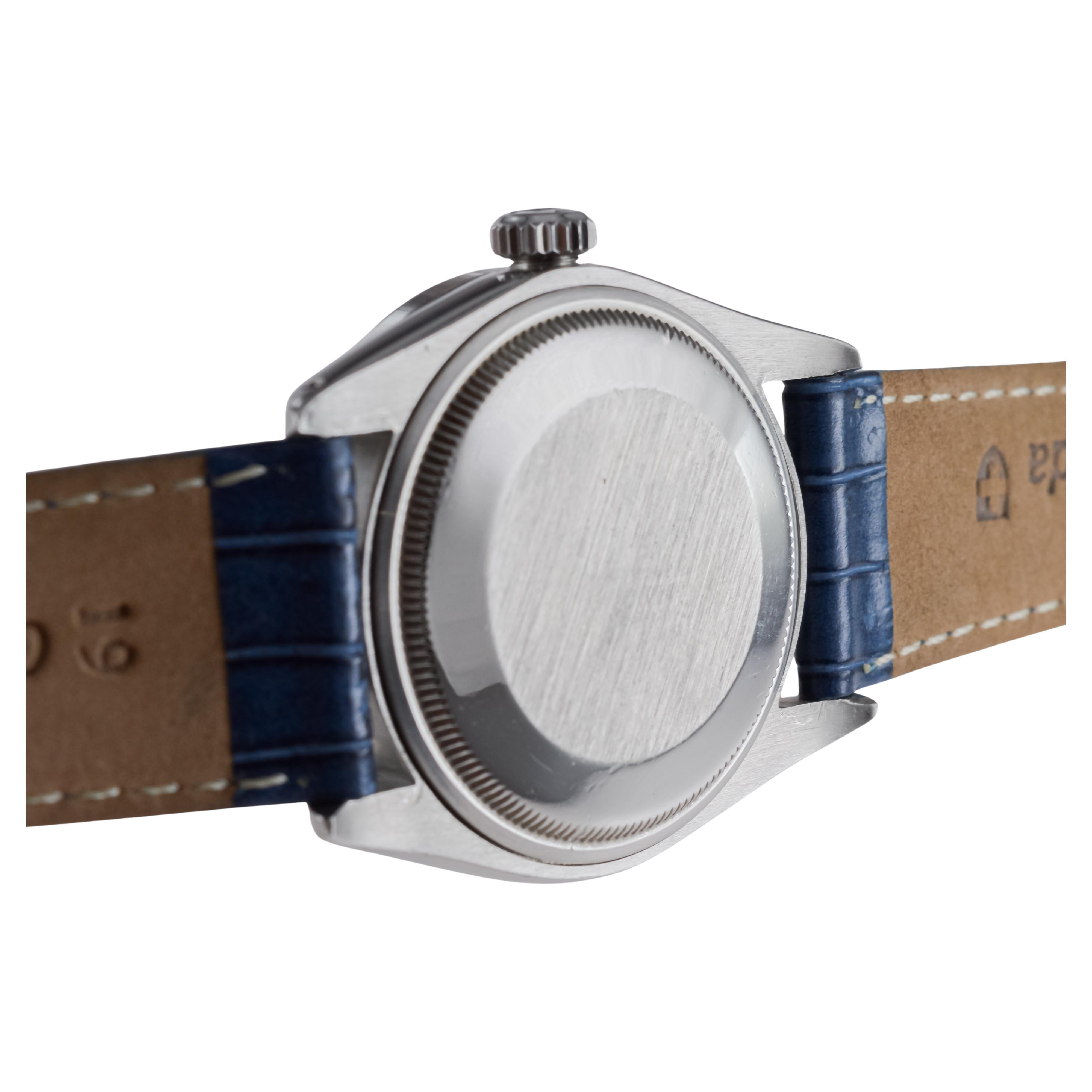 Rolex Steel O.P Date with Rare White Dial and Diamond Bezel circa, 1970's For Sale 9
