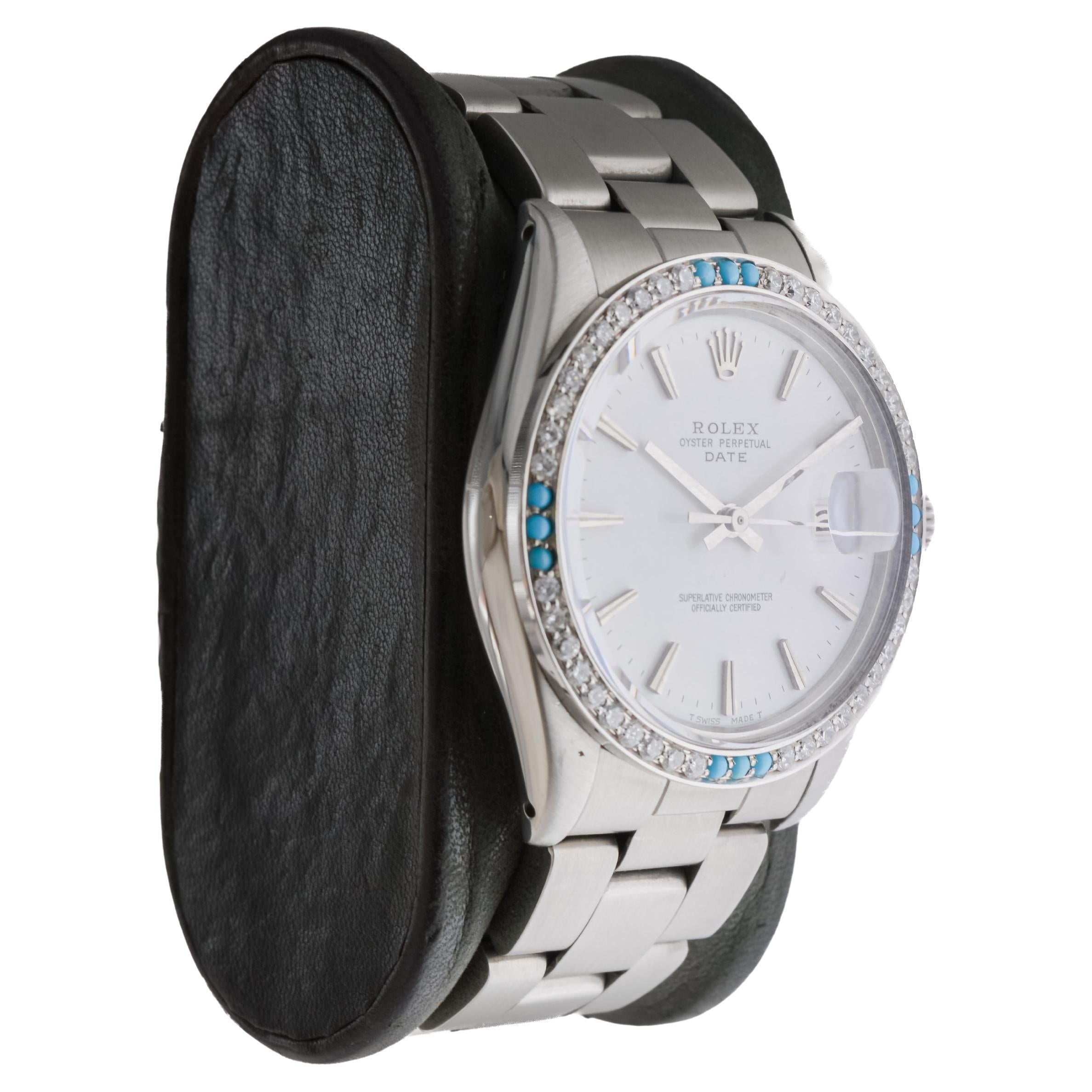 FACTORY / HOUSE: Rolex Watch Company
STYLE / REFERENCE: Oyster Perpetual Date / Reference 1500
METAL / MATERIAL: Stainless Steel
CIRCA / YEAR: 1970's
DIMENSIONS / SIZE: Length 42mm X Diameter 35mm
MOVEMENT / CALIBER: Perpetual Winding / 26 Jewels /