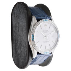 Rolex Steel O.P Date with Rare White Dial and Diamond Bezel circa, 1970's