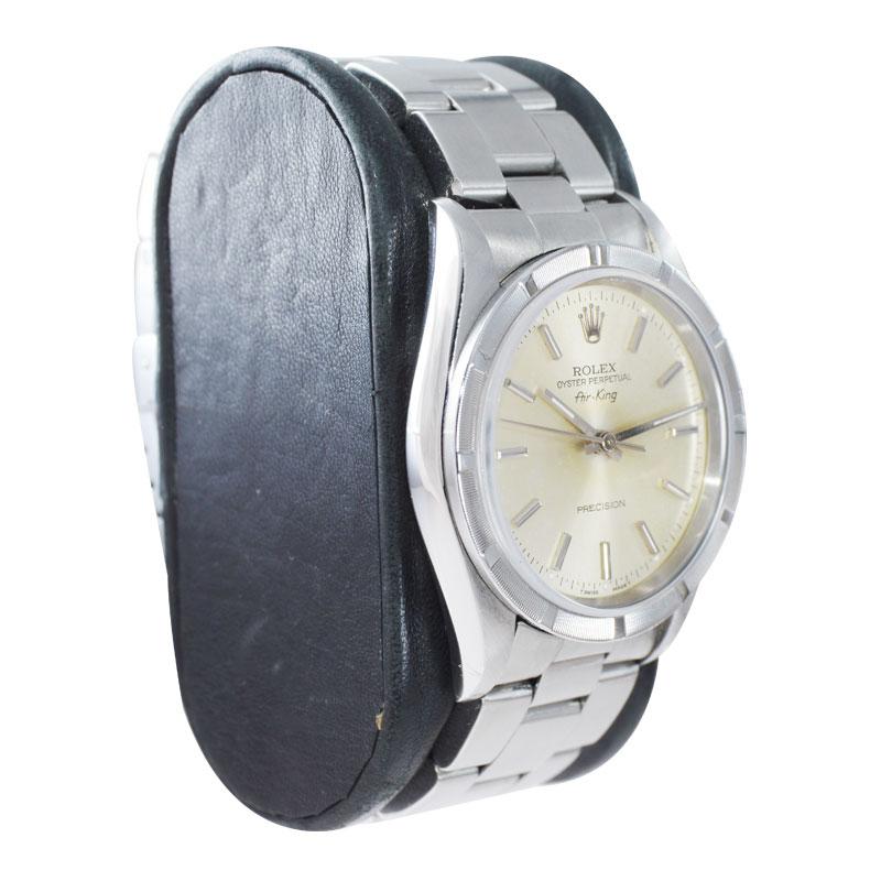 Rolex Oyster Air King aus Stahl mit Originalpapieren von 1996 im Zustand „Hervorragend“ in Long Beach, CA