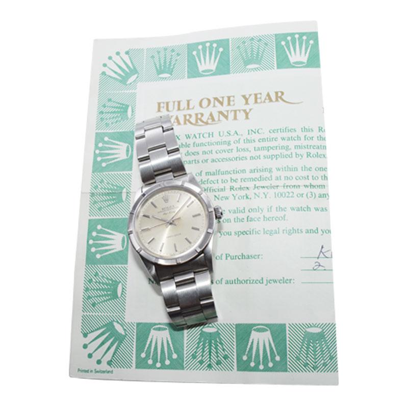 Rolex Steel Oyster Air King with Original Papers from 1996 In Excellent Condition For Sale In Long Beach, CA