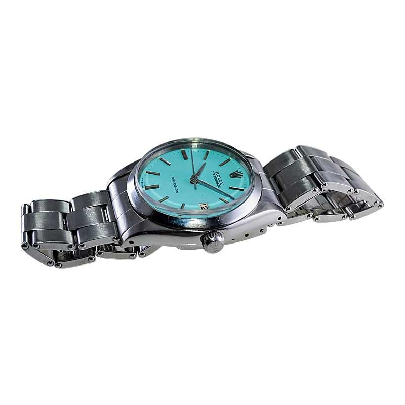 Rolex Steel Oyster Date with Custom Tiffany Blue Dial from 1957 Factory Bracelet 4