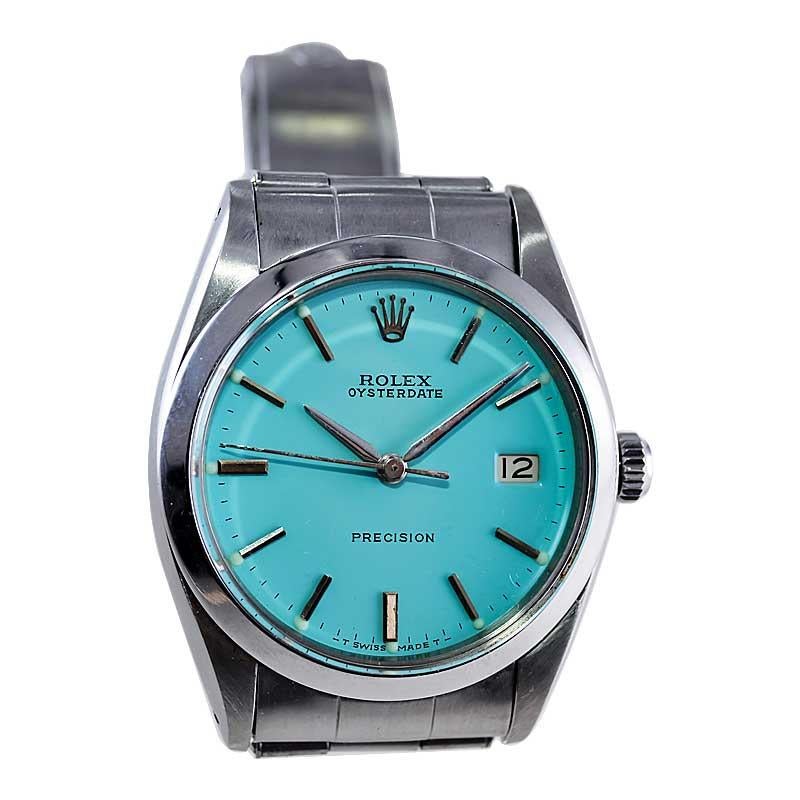 Rolex Steel Oyster Date with Custom Tiffany Blue Dial from 1957 Factory Bracelet 1