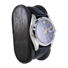 Rolex Steel Oyster Date with Elegant Factory Black Dial and Gilt Numbers 1970's