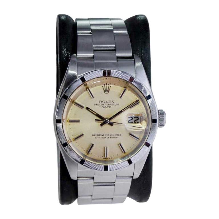 Moderniste Rolex Oyster Perpetual Date avec exceptionnel cadran patiné, années 1970 en vente