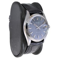 Rolex Steel Oysterdate with Factory Original Dark Blue Sunburst Dial, 1970s