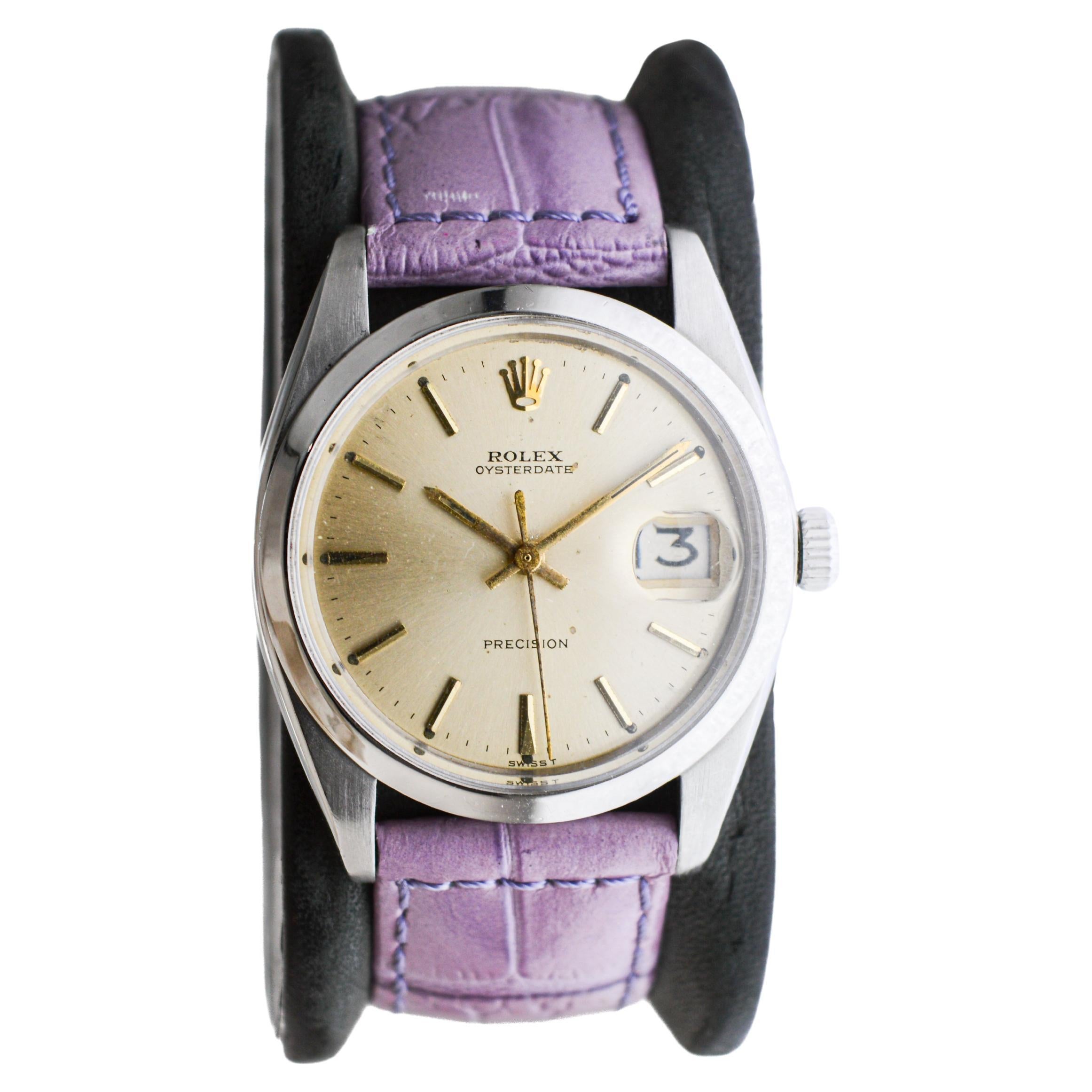 FACTORY / HOUSE: Rolex Watch Company
STYLE / REFERENCE: Oysterdate / Reference 6694
METAL / MATERIAL: Stainless Steel
CIRCA / YEAR: 1960's
DIMENSIONS / SIZE: Length 42mm X Diameter 35mm
MOVEMENT / CALIBER: Manual Winding / 17 Jewels / Caliber