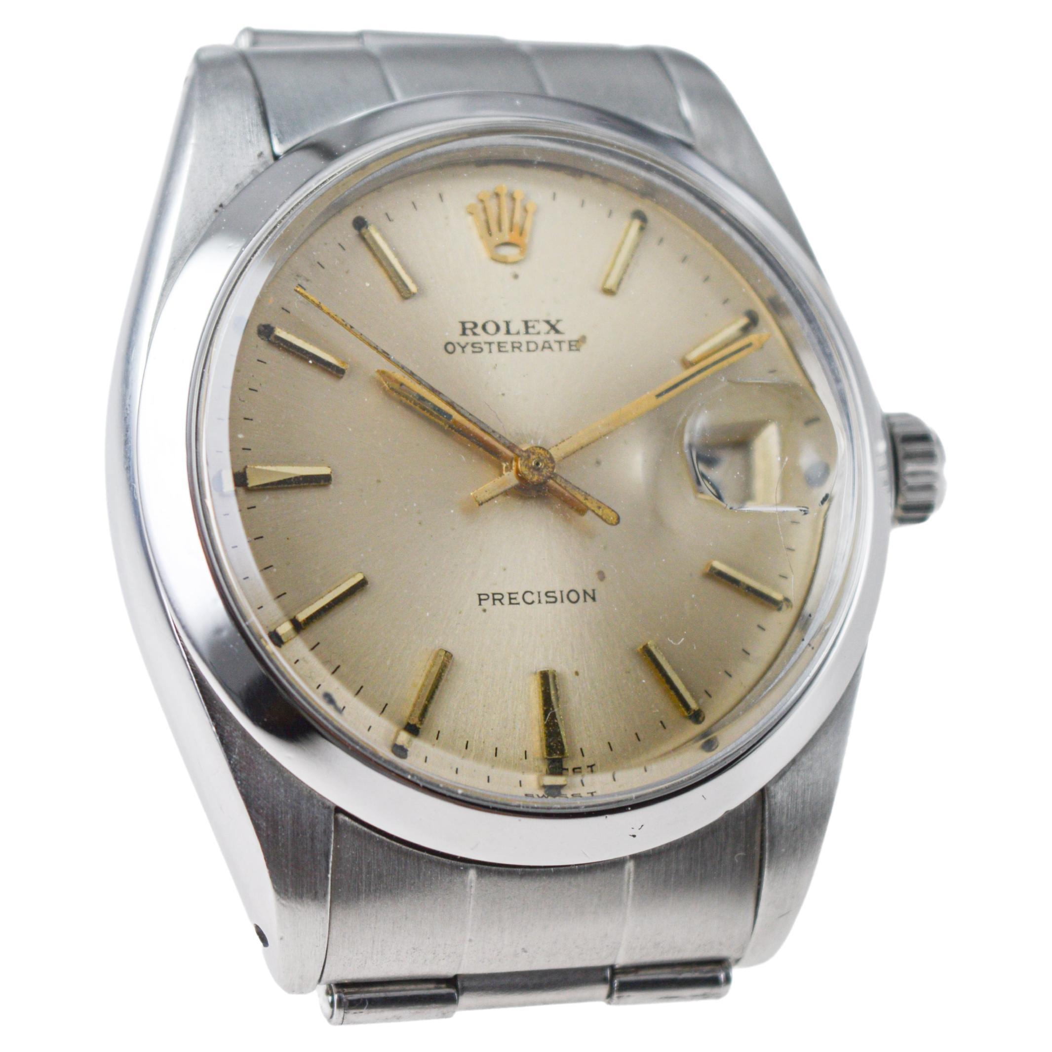 Rolex Steel Oyster Date with Factory Original Light Champagne Dial, 1960s 2