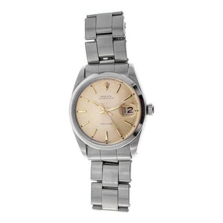 Rolex Stahl Oyster Date mit original hellem Champagner-Zifferblatt aus der Fabrik, 1960er Jahre 3
