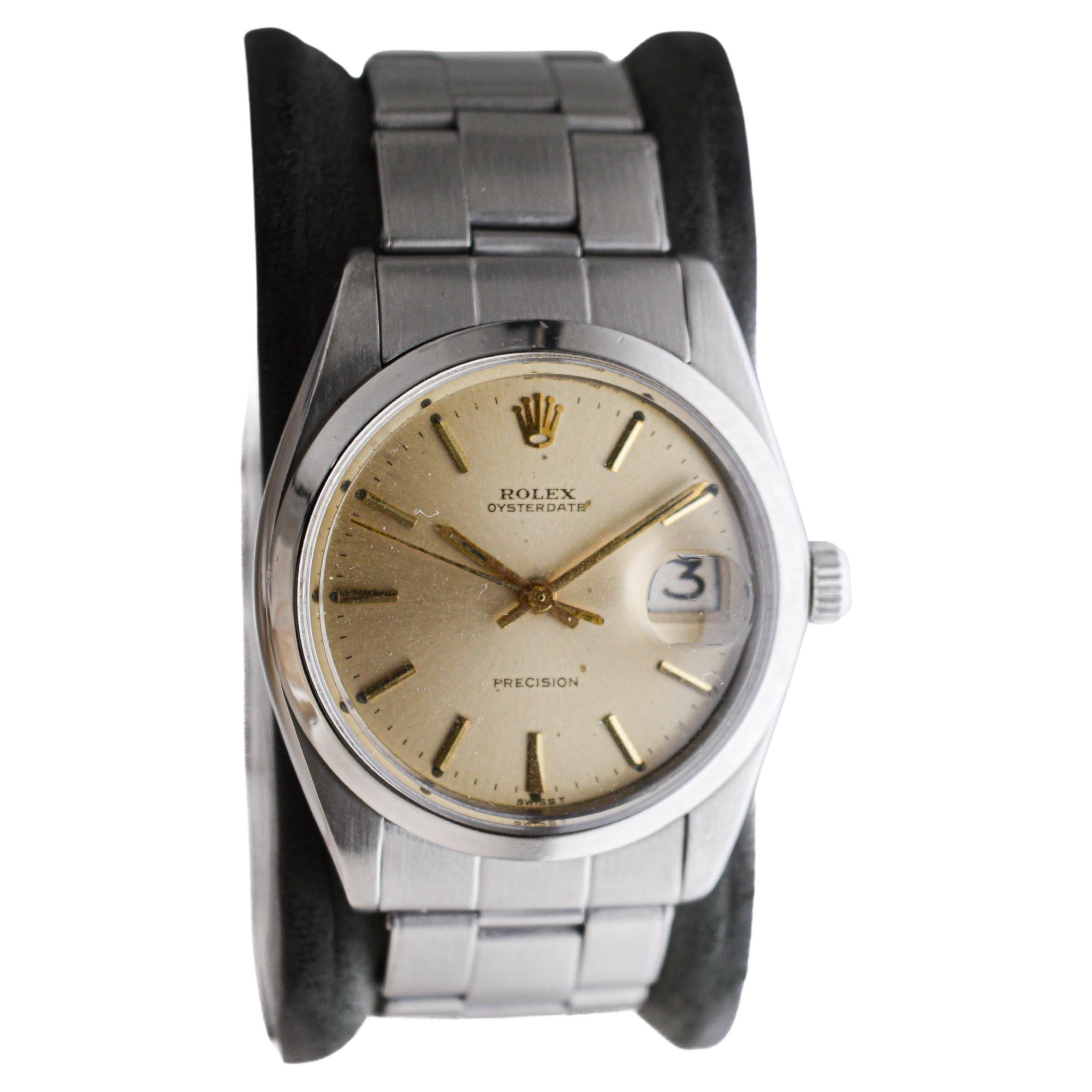 Rolex Steel Oyster Date with Factory Original Light Champagne Dial, 1960s