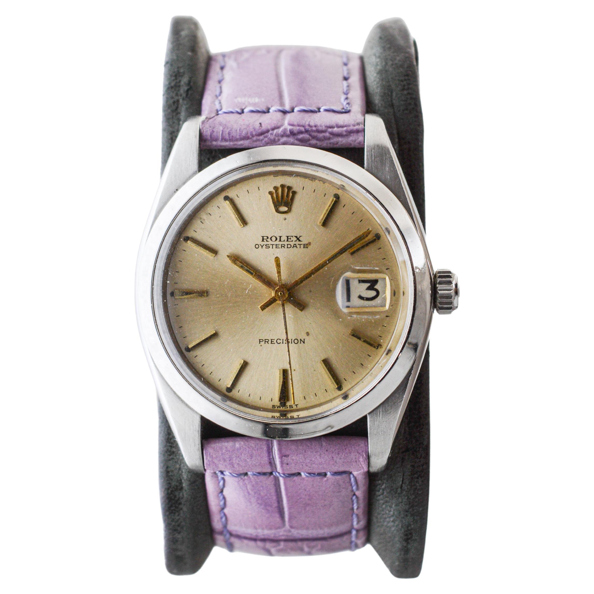 Rolex Steel Oysterdate with Factory Original Light Champagne Dial, 1960s For Sale
