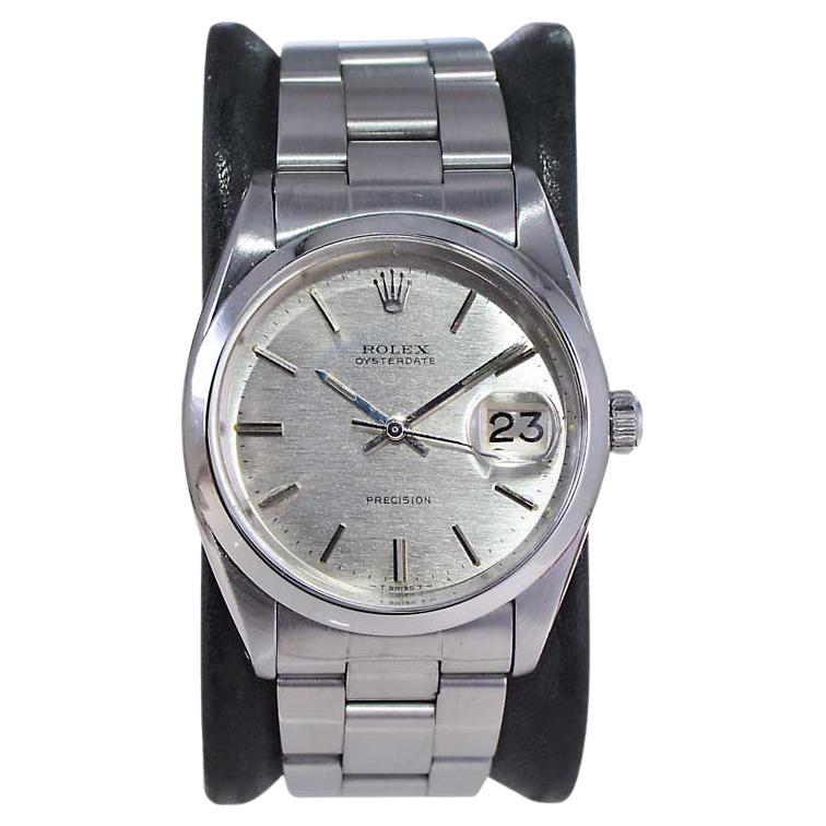 Rolex Steel Oysterdate with Original Brushed Dial & Solid Link Bracelet 1960's For Sale