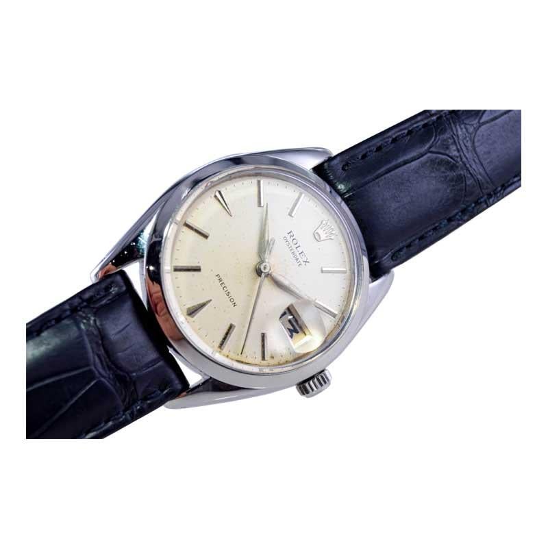 Rolex Steel Oysterdate with Original Vintage Dial with a Patinated Dial 1960's For Sale 3