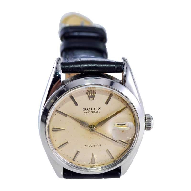 Rolex Steel Oysterdate with Original Vintage Dial with a Patinated Dial 1960's For Sale 1