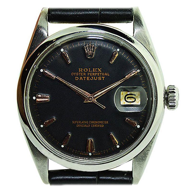 Rolex Steel Oyster Perpetual Datejust Carbonized, Late 1970's