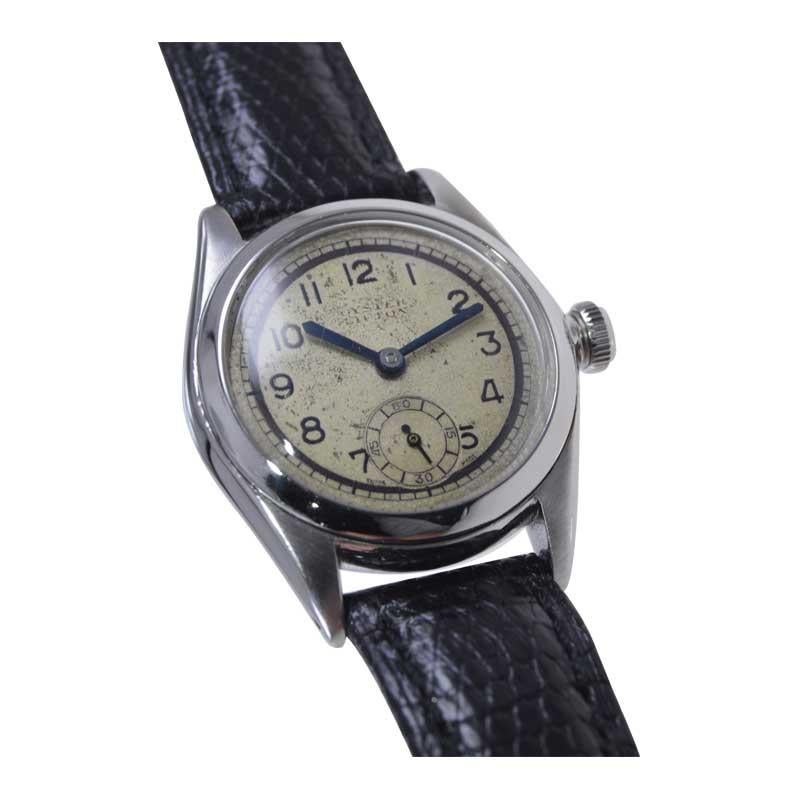 Art Deco Rolex Steel Oyster Lipton Wristwatch from 1944 For Sale