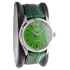 Rolex Steel Oyster Perpetual Air King with Custom Finished Green Dial, 1970's