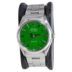 Vintage Rolex Steel Oyster Perpetual Air King with Custom Finished Green Dial, 1970's