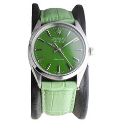 Rolex Steel Oyster Perpetual Air King with Custom Finished Green Dial, 1970's