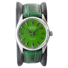 Vintage Rolex Steel Oyster Perpetual Air King with Custom Finished Green Dial, 1970's