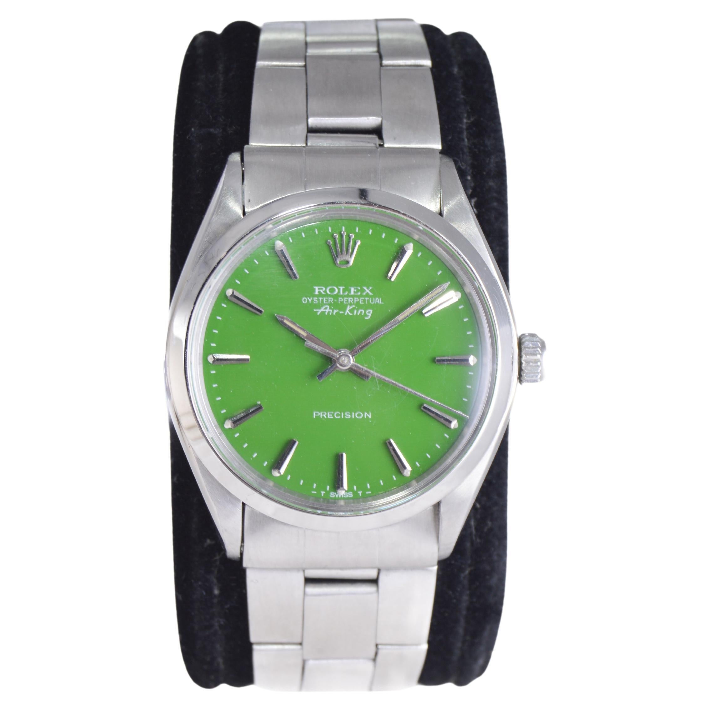 Rolex Steel Oyster Perpetual Air King with Custom Green Dial, 1960s