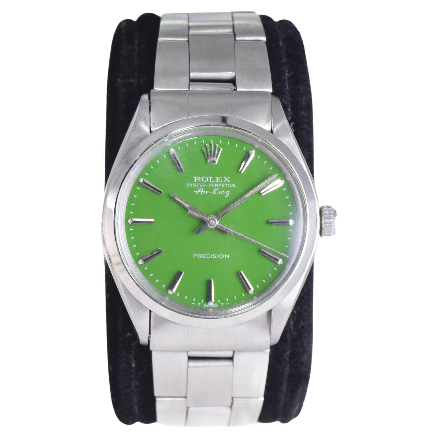 Rolex Stainless Steel Oyster Perpetual Air King with Custom Green Dial  1960's For Sale at 1stDibs | rolex air king green dial, rolex air king  1500, vintage green rolex