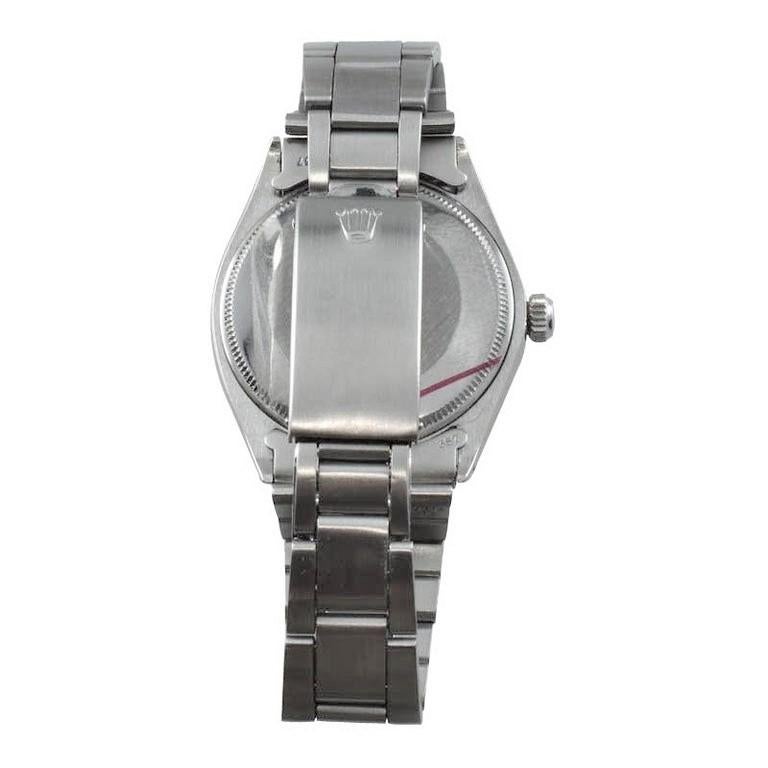 Rolex Montre Oyster Perpetual Air King en acier avec cadran bleu clair personnalisé, 1970 Unisexe en vente