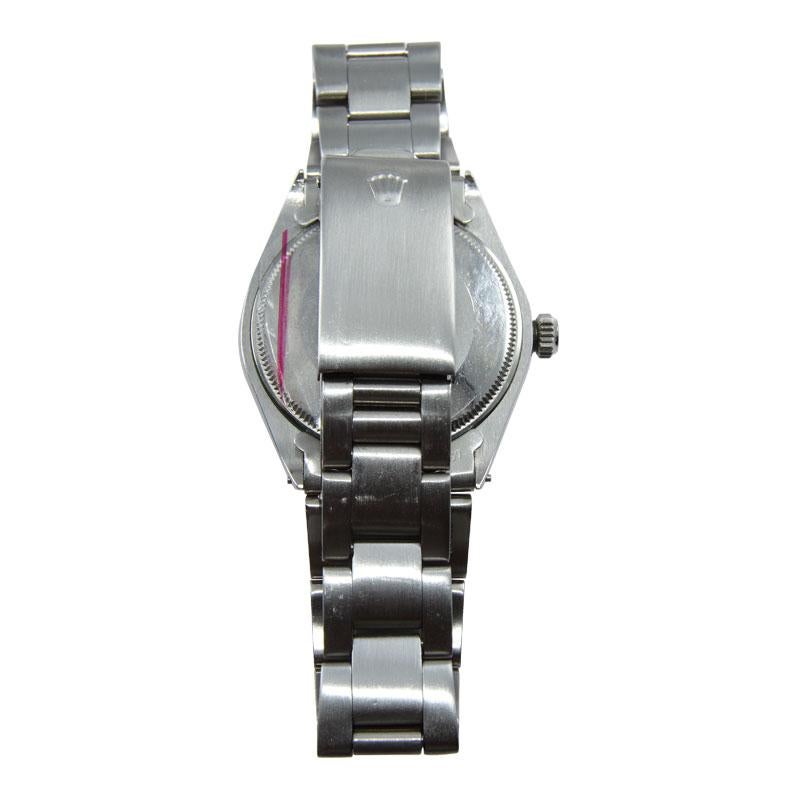 Round Cut Rolex Steel Oyster Perpetual Air King Custom M.O.P. Diamond Dial, Early 1970's