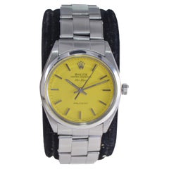 Rolex Steel Oyster Perpetual Air King with Custom Yellow Dial 1970s