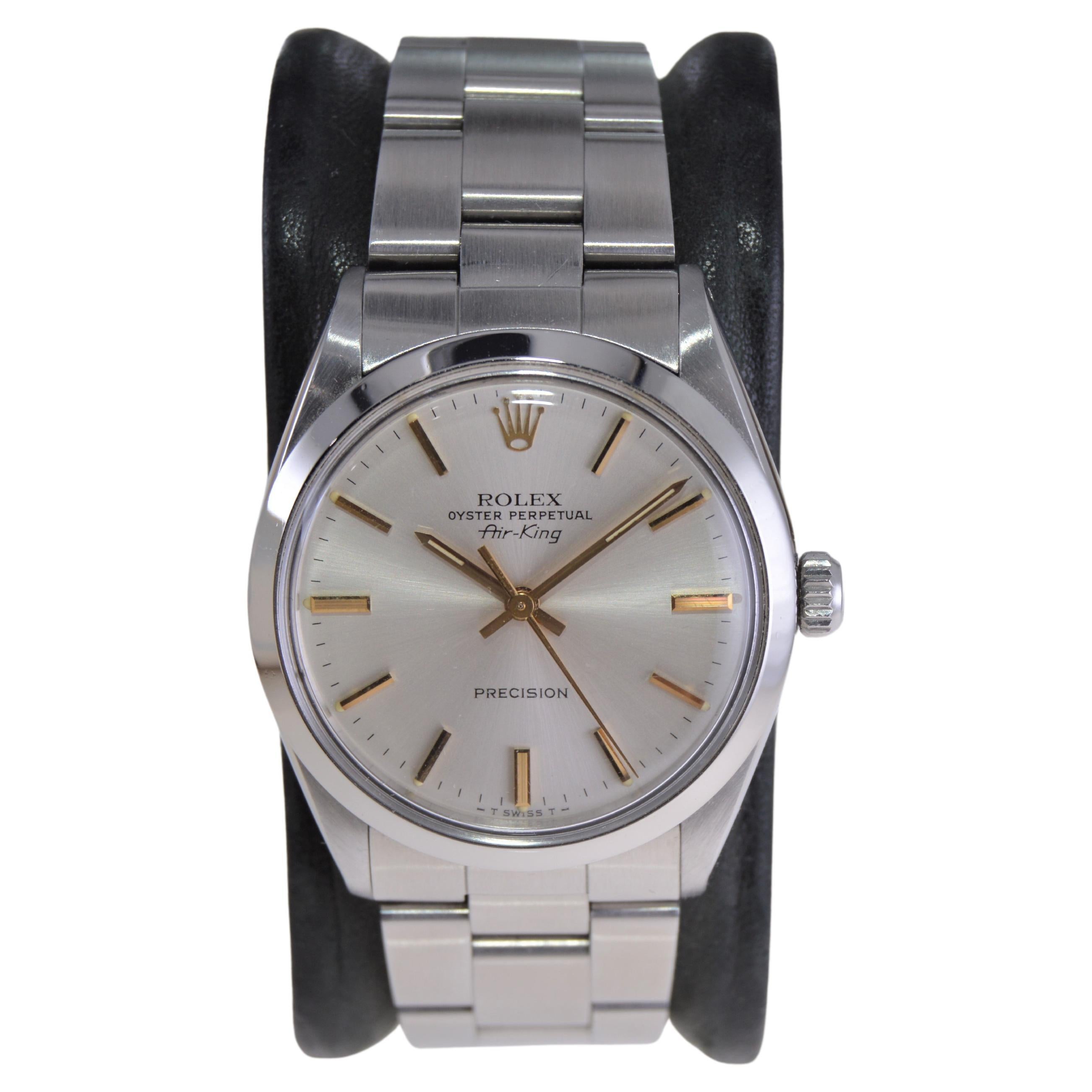 Rolex Steel Oyster Perpetual Air King with Original Dial with Gilt Markers, 1989 For Sale