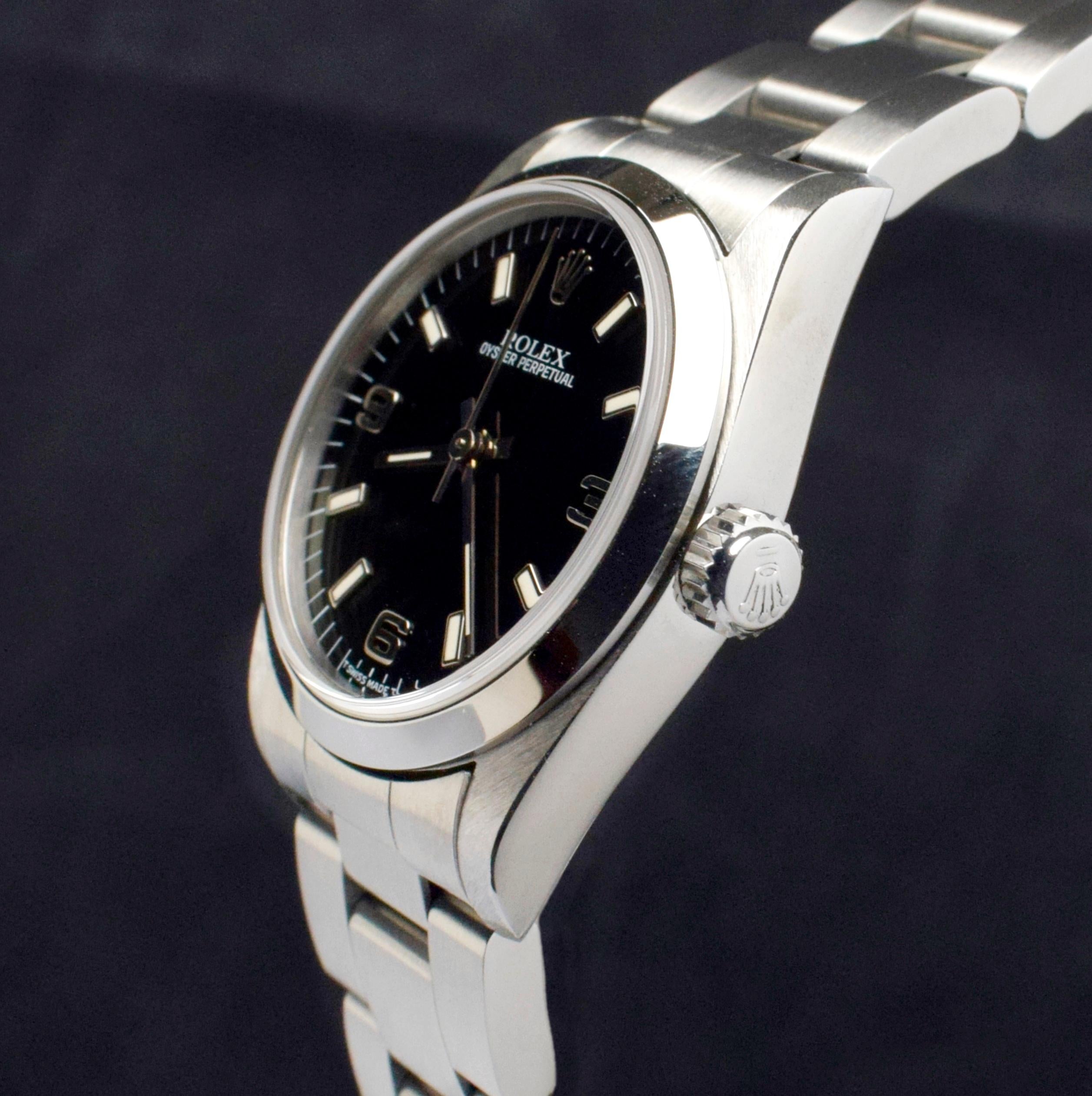 Rolex Steel Oyster Perpetual Black 3 6 9 Dial 67480 , 1998 In Good Condition In Central & Western District, HK