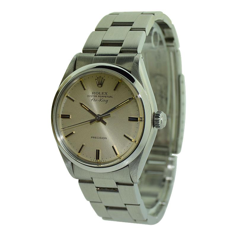 Women's or Men's Rolex Steel Oyster Perpetual Classic Air King from 1978 or 79 For Sale