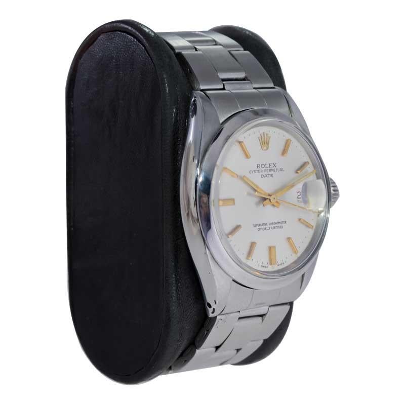 FACTORY / HOUSE: Rolex Factory House
STYLE / REFERENCE: Oyster Perpetual Date / Reference 5500
METAL / MATERIAL: Stainless Steel
CIRCA / YEAR: 1960's / 70's
DIMENSIONS / SIZE: Length 42mm X Diameter 32mm
MOVEMENT / CALIBER: Perpetual Winding / 26