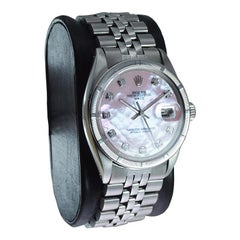 Rolex Steel Oyster Perpetual with Custom M.O.P. Diamond Dial, Early 1960's