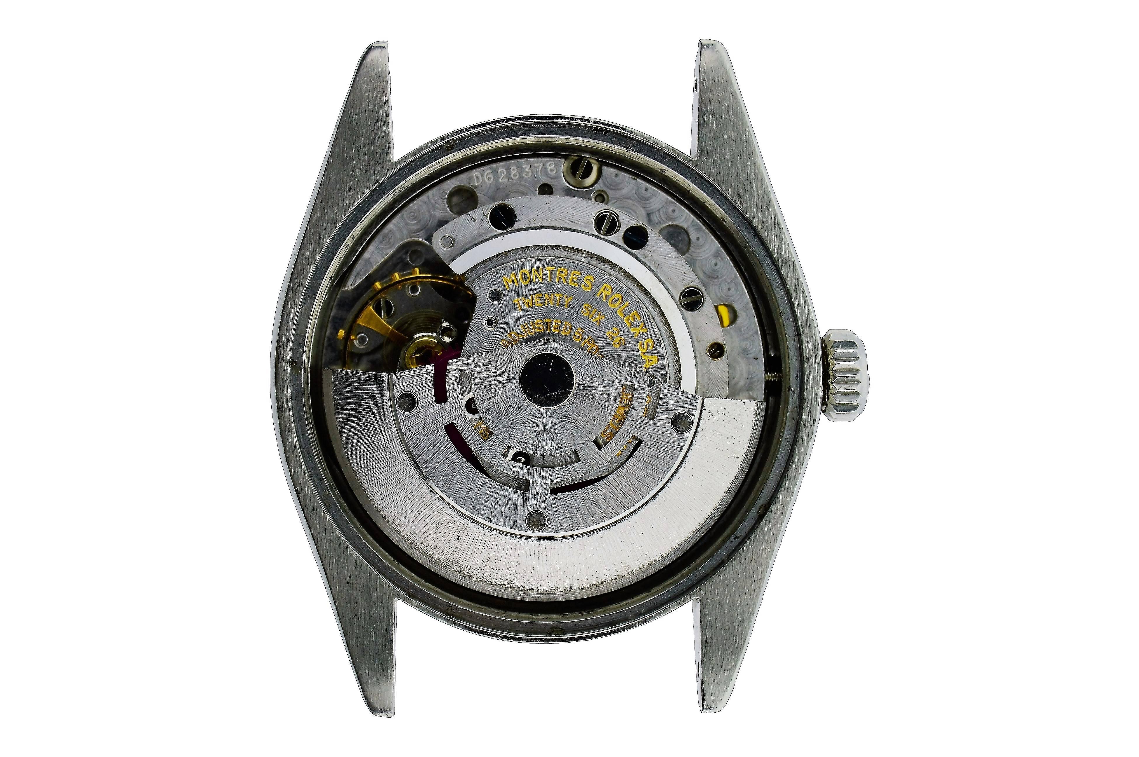 Modern Rolex Steel Oyster Perpetual Date with Factory Original Rare Charcoal Dial, 1972 For Sale